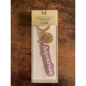 Modern Expressions Aquarius Purple & Gold 1 Count Keychain Metal Zodiac